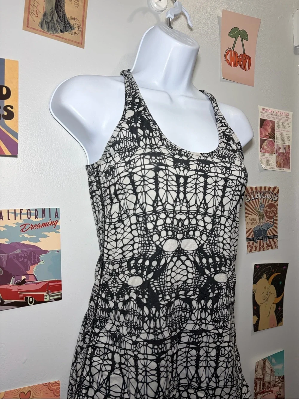 lululemon athletica Black and White Lace-Style Racerback Tank